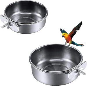 CIOTOLE INOX CM9,5X4H CON GANCIO CENTRALE ADATTE PER PARROCCHETTI / PAPPAGALLI /RODITORI /CONFEZIONE DA 2 PZ