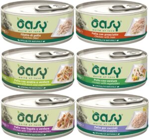 OASY CAT NATURY  GATTO 24 LATTINE DA 85GR GUSTI ASSORTITI 12 CARNE E 12 PESCE