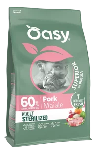 OASY CAT SUPREME STERILIZZATO AL MAIALE 1,5KG  60% PROTEINA ANIMALE